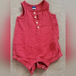 Old Navy Red Sleeveless Muslin Baby Romper